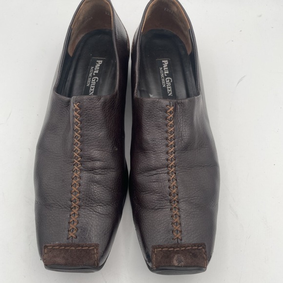 Paul Green Munchen Brown Leather Driving Wedge Loafer Slip On Shoes Womens 9 - Picture 2 of 9